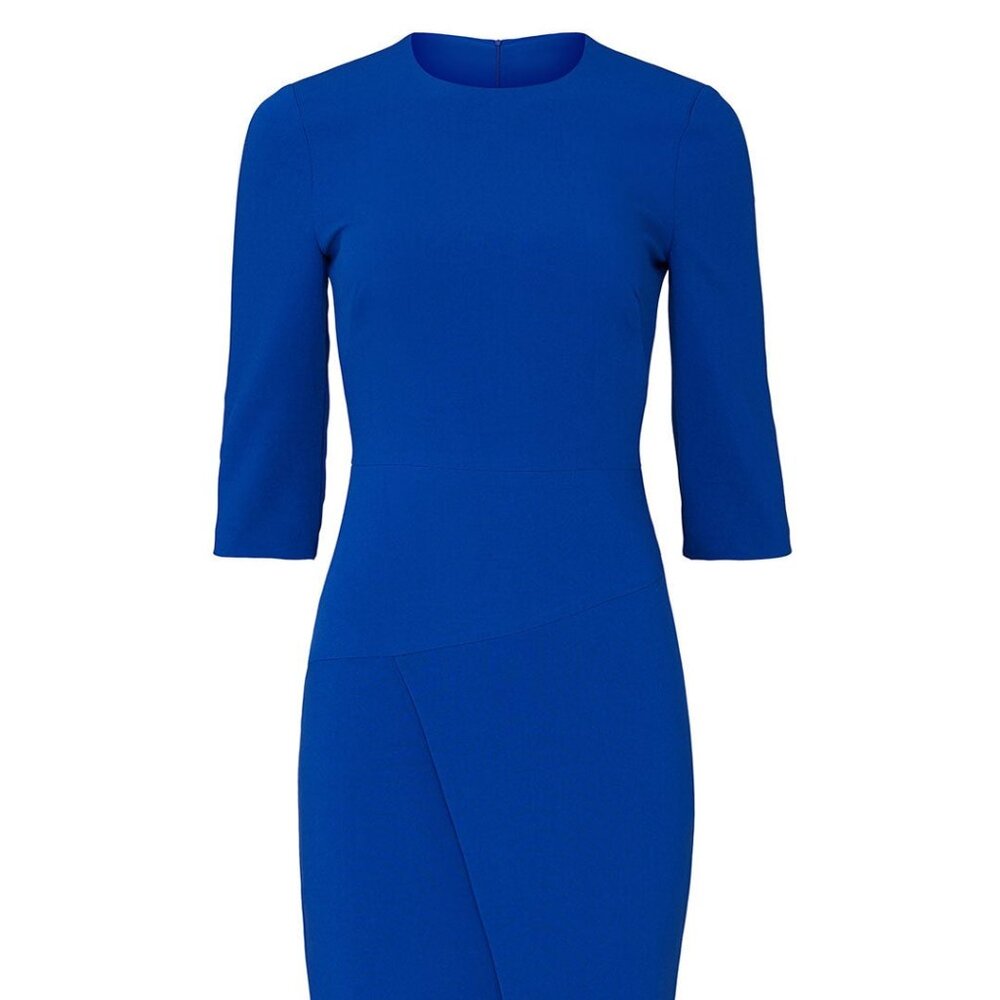 Black Halo Royal Blue Sheath Dress with Three-Quarter Sleeves